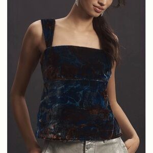 Pilcro by Anthropologie Velvet Flyaway Open Back Top size Large